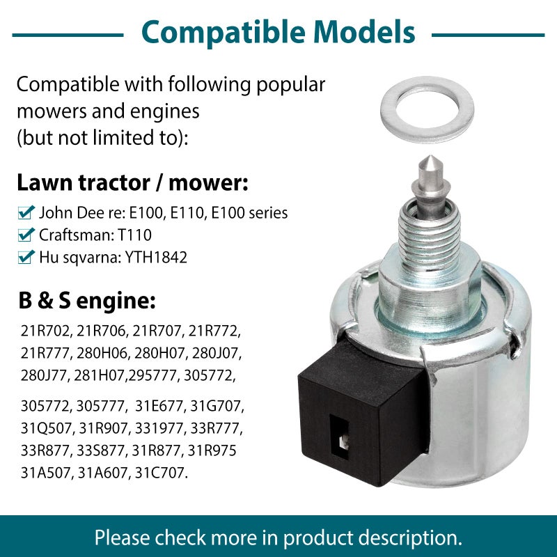 CLSR2U 846639 Fuel Shut-Off Solenoid for B riggs & S tratton Engine - Fuel Solenoid Compatible with John Dee re Hu sqvarna Craftsman Mower  Solenoid-Fuel with Wiring Harness for Lawn Garden Equipment Engines - Image 5